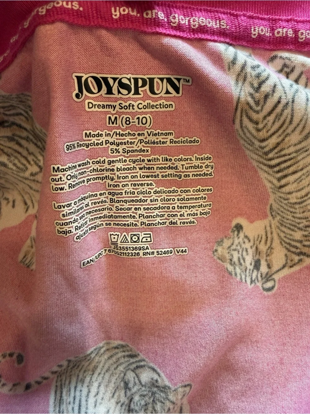 Joyspun Tiger Print Pajama Set Vibrant Loungewear Hot Pink Soft M/S Mix